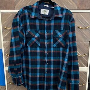 Northwest Territory Teal, Black and Brown Plaid Button-Up Shirt